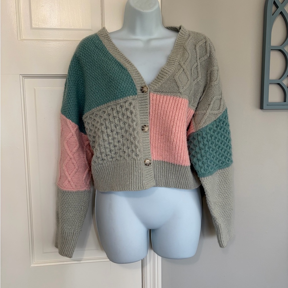 Women's Patchwork Knit Cardigan